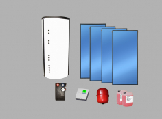 Thermische Solaranlage, Flachkollektoren-Set 10 m² mit Hygienepufferspeicher 800 l